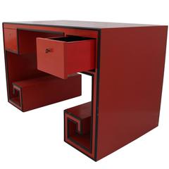 An Italian Red Lacquered Desk, circa 1970