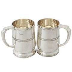 Pair of Sterling Silver Pint Mugs, Vintage George VI