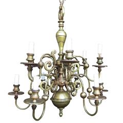 20th Century Queen Anne Style Brass and Bronze Chandelier 12