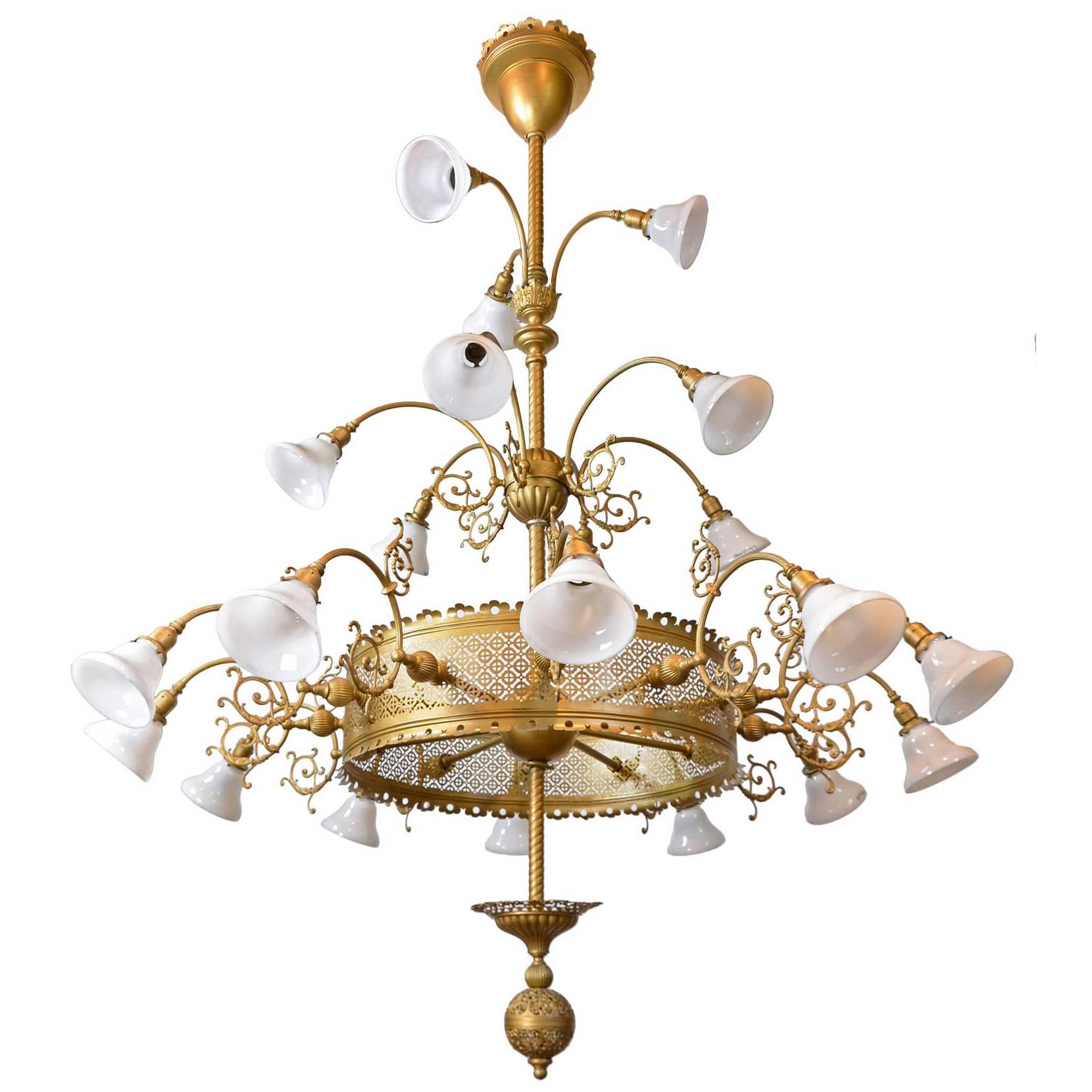 Extravagant Multi-Tiered Gothic Chandelier with Original Glass For Sale