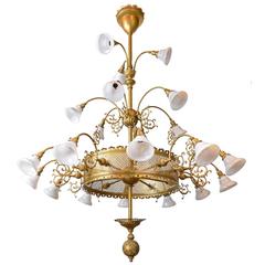 Extravagant Multi-Tiered Gothic Chandelier with Original Glass 9