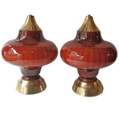 Pair of Cased Glass Midcentury Lamps 12