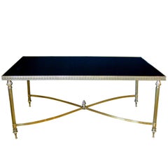 Stylish French Maison Jansen Rectangular Brass Cocktail Table Stylish French Maison Jansen Rectangular Brass Cocktail Table