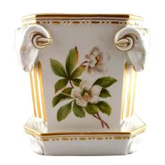 Antique Rare Royal Copenhagen Flowerpot Holder Decorated with Flowers and Rams