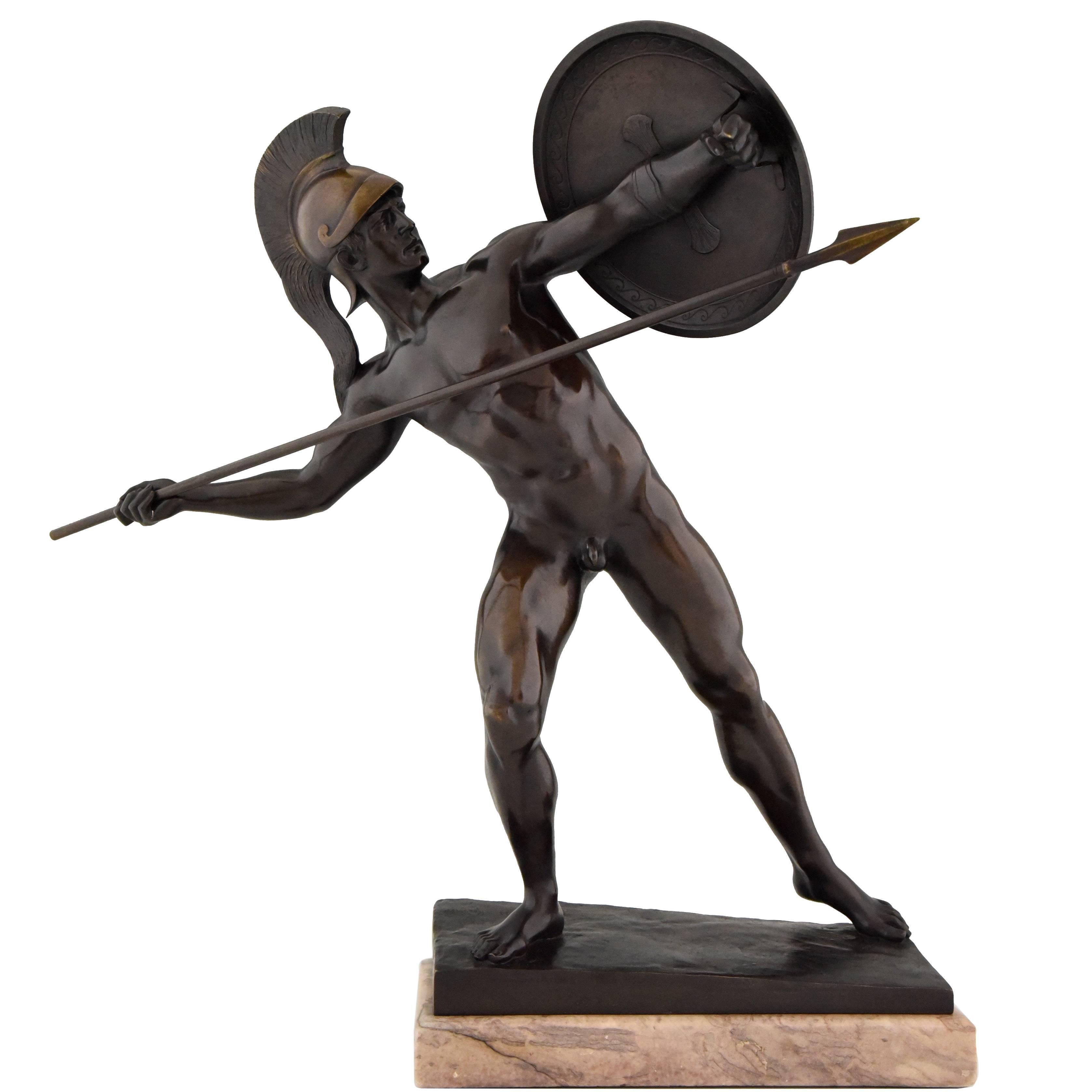 Antique Male Nude Warrior with Spear by Schmidt Kestner H 23 inch, Ca. 1900