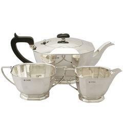 Sterling Silver Three-Piece Tea Service, Vintage George VI