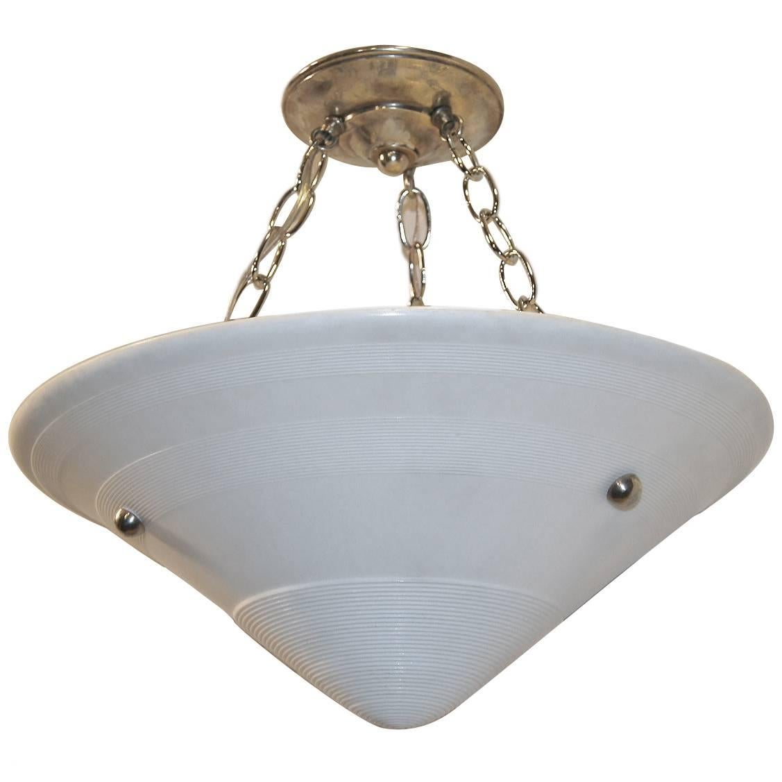 Antique Department Store Milk Glass Pendant Light, Three Available For