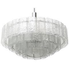 Vintage Large and Rare 1960s Four-Tier Tube Chrome Chandelier by Doria Structured Glass