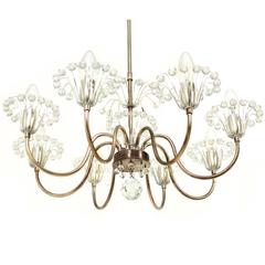 Early Emil Stejnar Eight-Arm Chandelier, Austria, 1960s Crystal Glass and Nickel