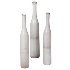 Three Pale Grey Glazed Ceramic Vases by Ruelland