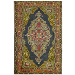 Small Hand-Knotted  Wool Vintage Turkish Rug