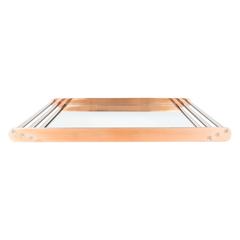 Vintage Art Deco Machine Age Skyscraper Style Mirrored Tray with Copper and Chrome