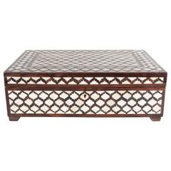 Moorish Detailed Inlay Marquetry Box with Various Inner Compartments