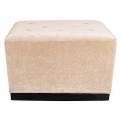 Art Deco Rectangular Ottoman or Bench in Walnut and Taupe Mohair