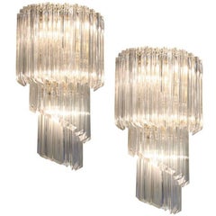 Italian Cascading Crystal Glass Sconces by Camer Glass
