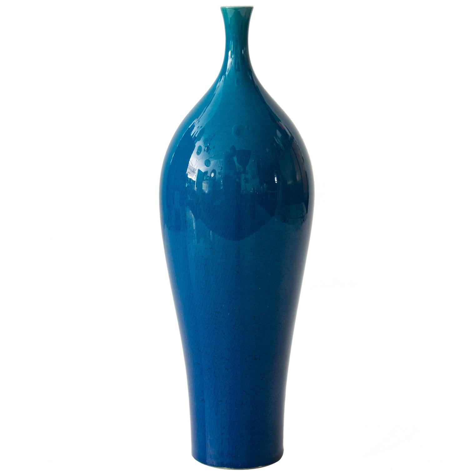 Scandinavian Modern Carl-Harry Stålhane Blue Glazed Vase for Rörstrand