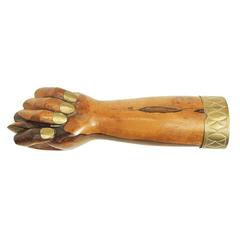 1950s Rosewood and Brass Figa Fist Hand Sculpture 5