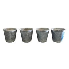 19th-20th Century Set of Four English Lead Containers with Rope Look Rims
