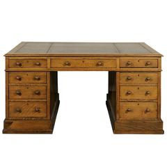 19th Century Oak English Partners Desk 4