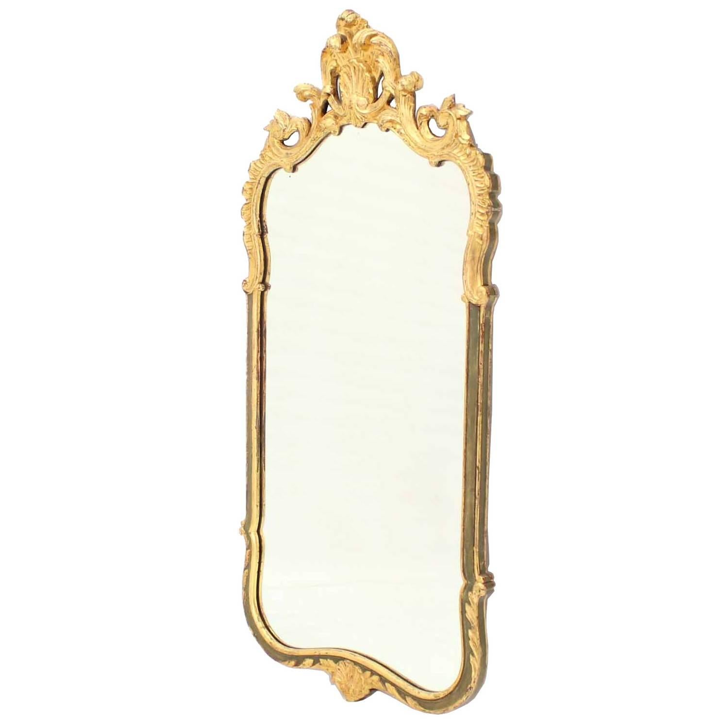 Carved Wood Gold Guild Rococo Style Mirror For Sale