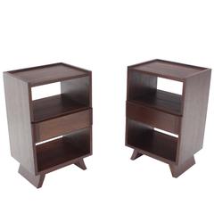 Pair of Mid-Century Modern Walnut Nightstands