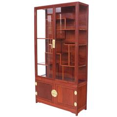 Mid-Century Modern Oriental Display Cabinet with Brass Hardware 4