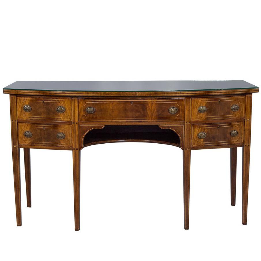 Flamed Mahogany Hepplewhite Bow Front Sideboard
