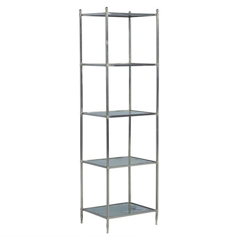 Eglomise Glass And Polished Nickel Etagere For Sale At 1stdibs