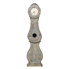 Swedish 19th Century Painted Wood Mora Clock of Light Grey Color