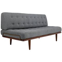 Rare Hans J. Wegner 1950s Teak & Brass Daybed Mod. Ge 19 Getama Sofa 'b'