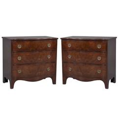 Vintage Pair of Baker Serpentine Mahogany Edwardian Chest of Drawers