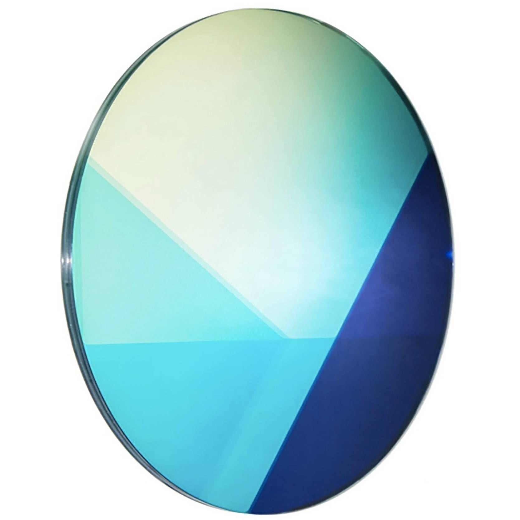 Contemporary Blue Round Mirror 100 cm, Seeing Glass Series by Sabine Marcelis For Sale