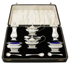 Ensemble à condiments en argent sterling, Vintage Elizabeth II