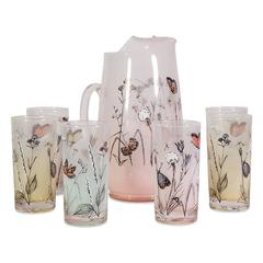 Vintage Mid-Century Butterfly Glassware Set