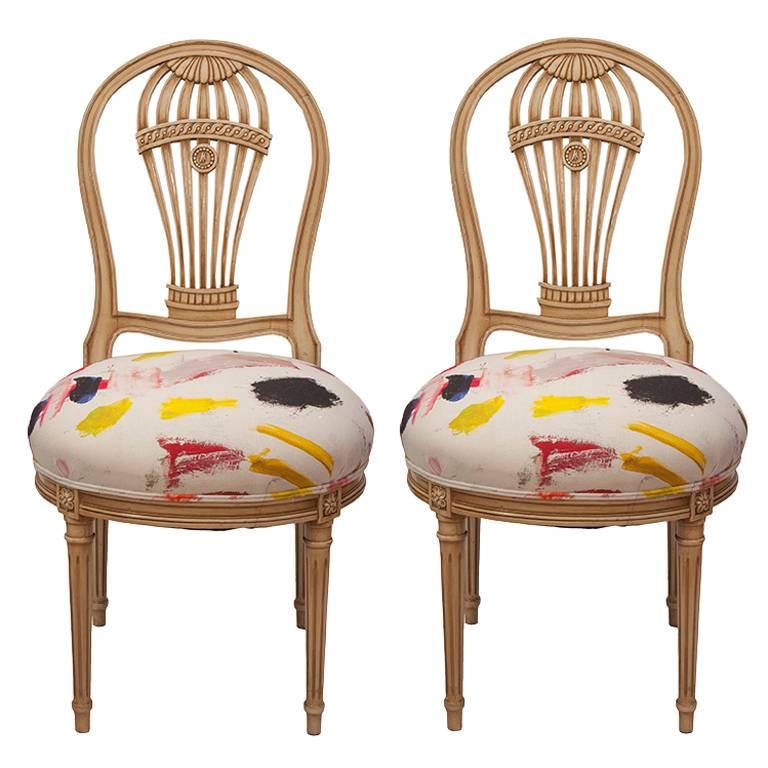 Maison Jansen Balloon Chairs Upholstered in Pierre Frey Arty Fabric, Pair For Sale