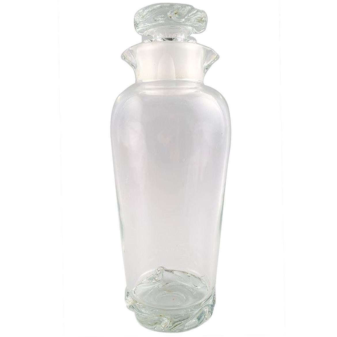 Cocktailkrug/ -shaker aus klarem Glas, modernes schwedisches Kunstglas, 1960er Jahre