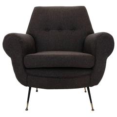 Italian Brown Armchair with Pointed Feet, 1950s