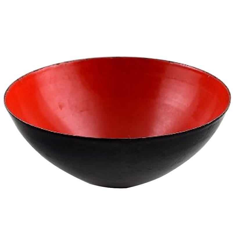 Krenit Bowl by Herbert Krenchel, Black Metal and Red Enamel, 1970s For Sale