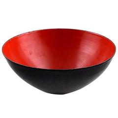 Danish Design Large Krenit Fruit Bowl By Herbert Krenchel Rare Krenit Bowl By Herbert Krenchel Black Metal And Red Enamel 1970s