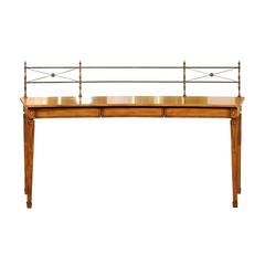 Neoclassical Concave and Inlaid Sideboard with Brass Gallery