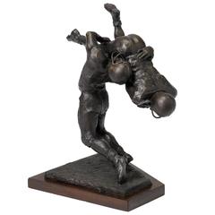 “Hold That Line” American Football Bronze by L. Lumetta, circa Late 20th Century