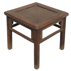 Antique Chinese Stool with Cane Top