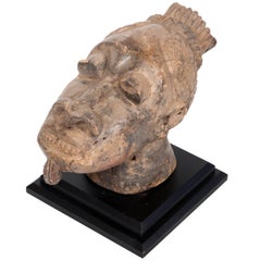 African Carved Stone Bust