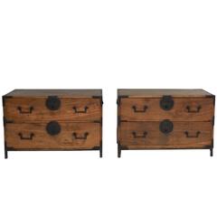 Antique Par of Tansu Nightstands