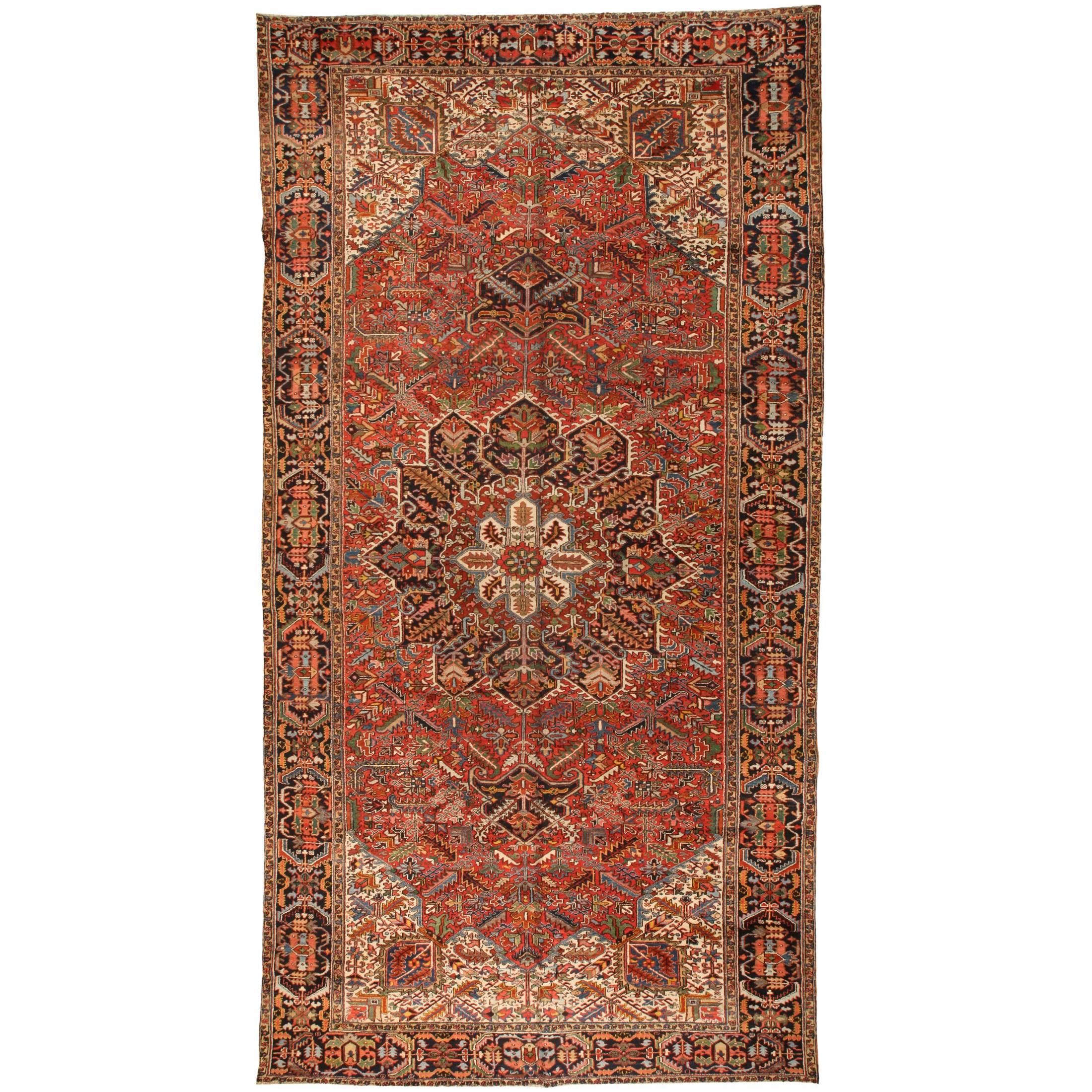 Antique Oversize Persian Heriz Carpet For Sale