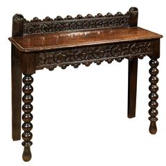Antique Italian Renaissance Revival Carved Oak Console Table