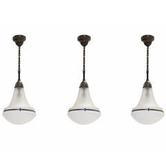 Antique Set of Three Large 'Luzette' Ceiling Lamps by Peter Behrens, 1910s