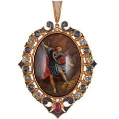 Unique Pendant with Miniature by Diego Percossi Papi