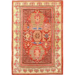 Rare Early 19th Century Small Tribal Antique Khotan Rug