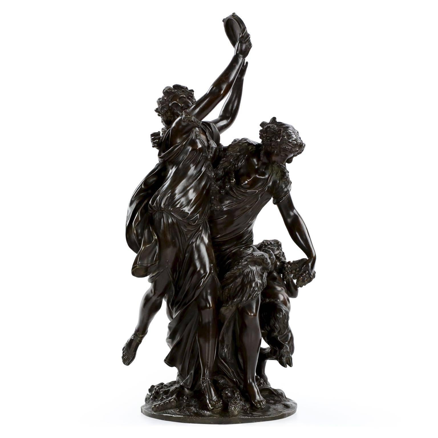 "Bacchanalia" Bronze Sculpture Group After Claude Michel Clodion, circa 1860